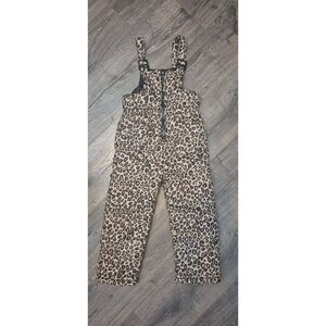 Pink Platinum Leopard Print Snowsuit Bib Snow Overalls Snowsuit Girls Size 5/6